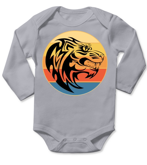 Tiger Big Cat Vintage Retro Sunset Long Sleeve Baby One-Piece