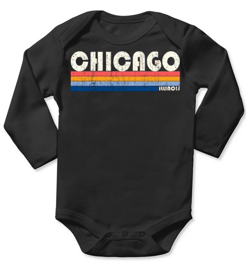 Vintage 70S 80S Style Chicago Il Long Sleeve Baby One-Piece