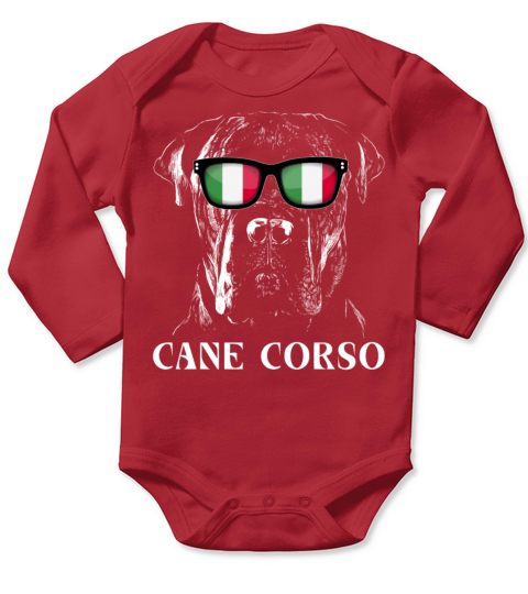Vintage Cane Corso Italiano Dog Italy Flag Long Sleeve Baby One-Piece