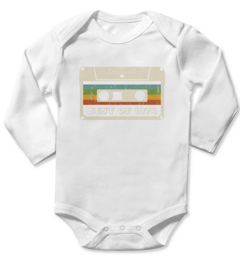 Vintage Cassette Best of 1974 Birthday Gift Long Sleeve Baby One-Piece