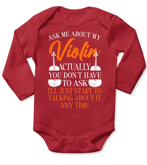 Violin Violinist Vintage Ask Me Long Sleeve Baby One-Piece