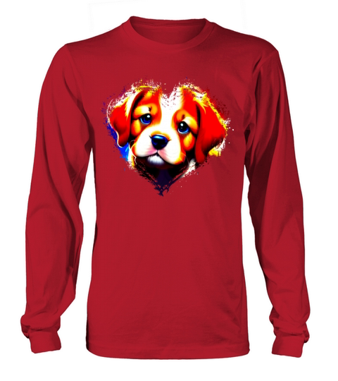 Cute Colorful Rainbow Dog Valentines Day Heart Long sleeved Unisex