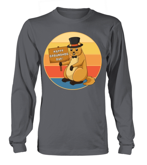 Cute Groundhog Retro Sunset Vintage Animal Lover Long sleeved Unisex