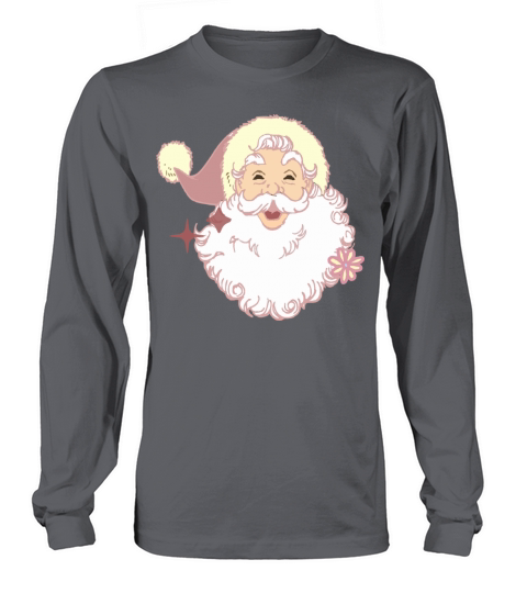 Merry Christmas Cute retro vintage pink Santa Claus Long sleeved Unisex