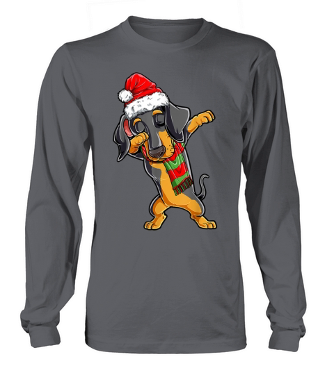 Dabbing Dachshund Santa Christmas Gifts Kids Boys Long sleeved Unisex