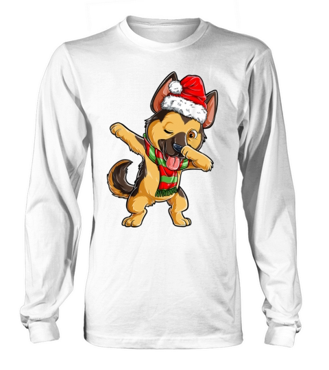 Dabbing German Shepherd Santa Christmas Gifts Kids Long sleeved Unisex