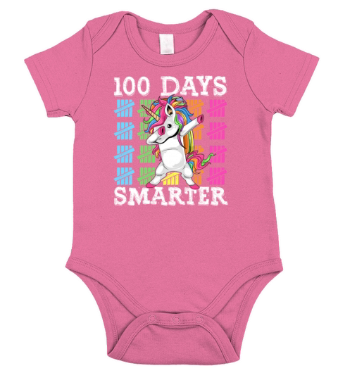 100 Days Of School Dabbing Unicorn Smarter Short Sleeve Baby One-Piece