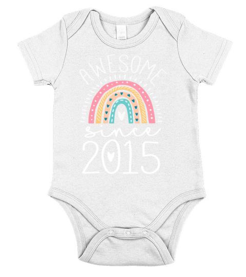 Awesome Since 2015 7th Birthday Rainbow Gifts Born Short Sleeve Baby One-Piece