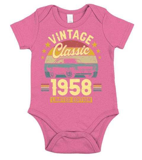 Classic 1958 65 Years Old Vintage 65th Birthday Short Sleeve Baby One-Piece