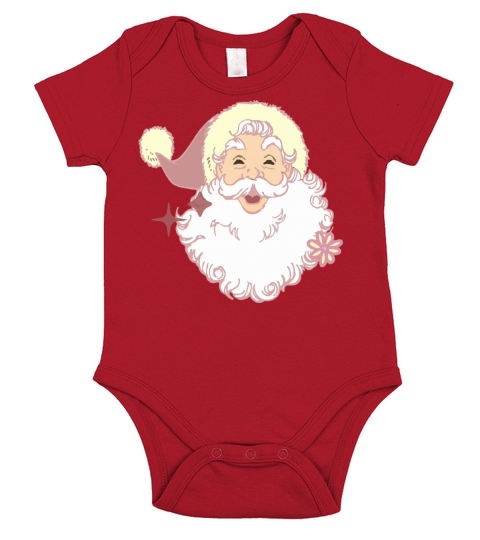 Merry Christmas Cute retro vintage pink Santa Claus Short Sleeve Baby One-Piece