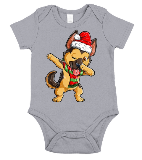 Dabbing German Shepherd Santa Christmas Gifts Kids Short Sleeve Baby One-Piece