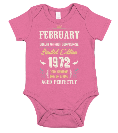 February 1972 Vintage Birthday Present Short Sleeve Baby One-Piece