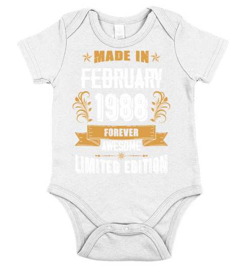 February 1988 Vintage Birthday Present Short Sleeve Baby One-Piece