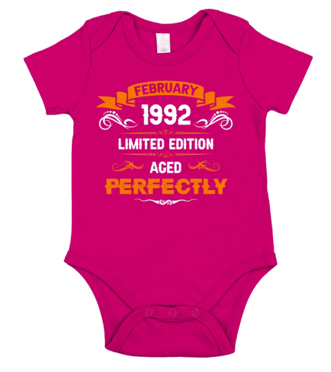 February 1992 Vintage Birthday Present Short Sleeve Baby One-Piece
