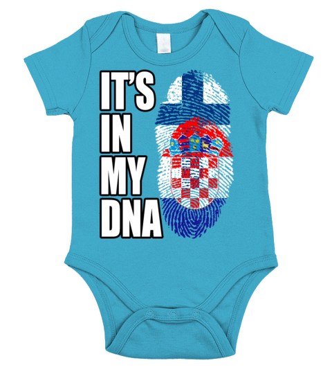 Finland And Croatian Mix Heritage DNA Flag Short Sleeve Baby One-Piece