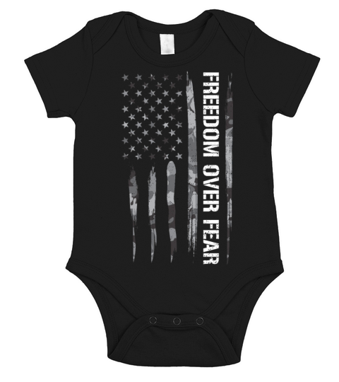 Freedom Over Fear - American Flag Short Sleeve Baby One-Piece