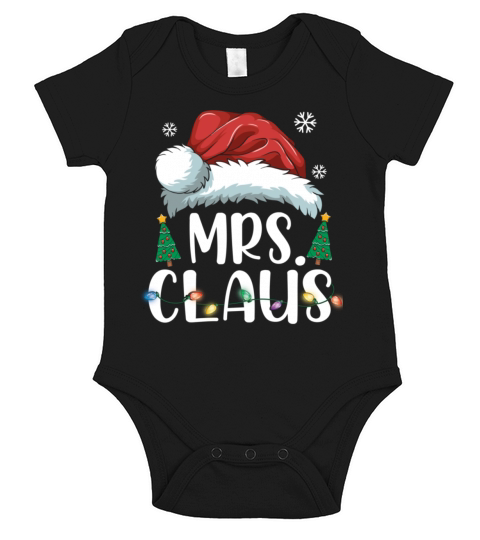 Funny Mrs Claus Santa Christmas Matching Couple Short Sleeve Baby One-Piece