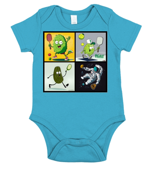 funny pickle playing pickleball - funny picklebal Short Sleeve Baby One-Piece