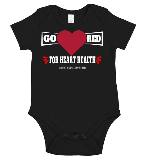 Go Red For Heart Health Awareness Month February Short Sleeve Baby One-Piece