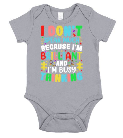 I Dont Speak Much Brilliant Autism Autistic Kids B Short Sleeve Baby One-Piece