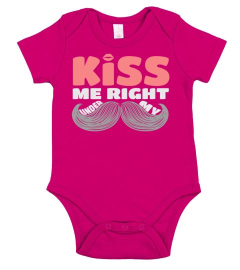 kiss me right under my Mustache Short Sleeve Baby One-Piece
