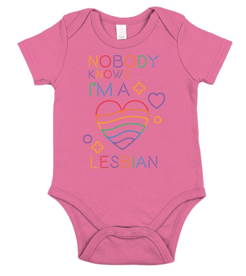 Nobody Knows Im Lesbian LGBT Pride Month Rainbow Short Sleeve Baby One-Piece