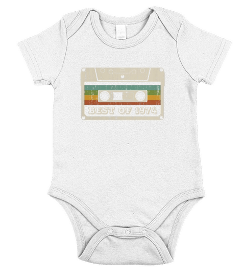 Vintage Cassette Best of 1974 Birthday Gift Short Sleeve Baby One-Piece