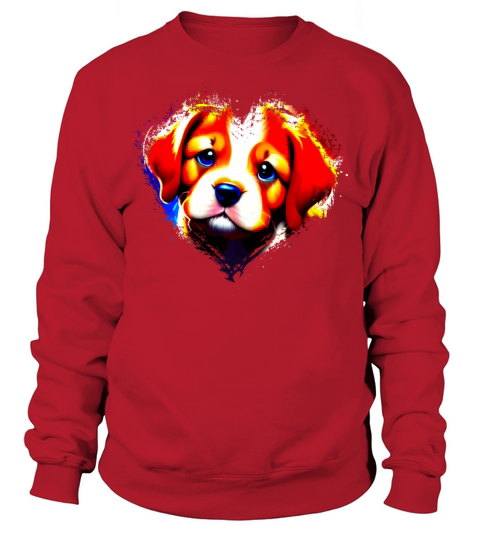 Cute Colorful Rainbow Dog Valentines Day Heart Sweatshirt Unisex