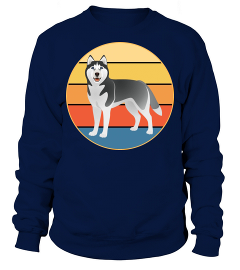 Funny Kawaii Cute Husky Dog Vintage Retro Sunset Sweatshirt Unisex