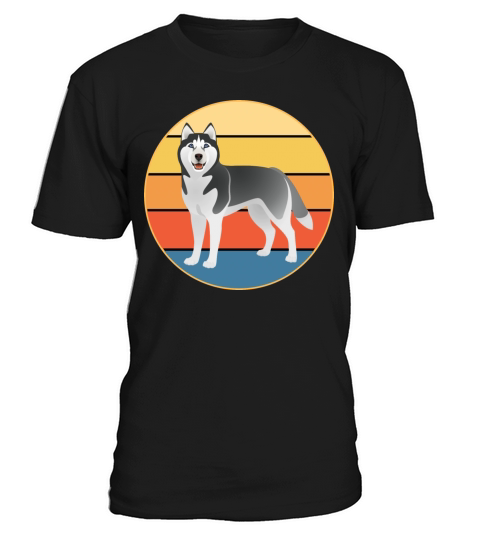 Funny Kawaii Cute Husky Dog Vintage Retro Sunset T-Shirt Unisex