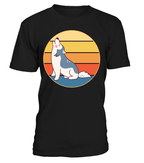 Funny Kawaii Cute Husky Dog Vintage Retro Sunset T-Shirt Unisex