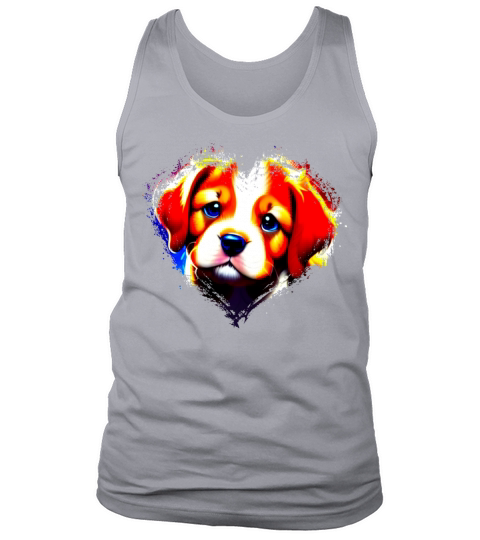 Cute Colorful Rainbow Dog Valentines Day Heart Tank Top Unisex