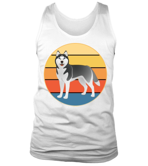 Funny Kawaii Cute Husky Dog Vintage Retro Sunset Tank Top Unisex