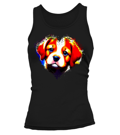 Cute Colorful Rainbow Dog Valentines Day Heart Tank top Woman