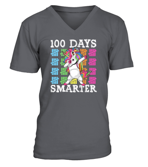 100 Days Of School Dabbing Unicorn Smarter V-Neck T-shirt