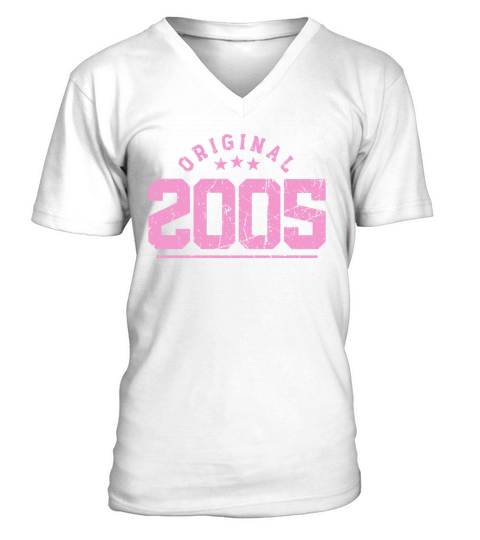 18 Years Vintage 2005 Retro 18th Birthday V-Neck T-shirt
