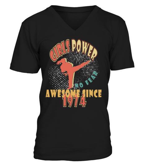 1974 vinatge Girls Power Birthday V-Neck T-shirt
