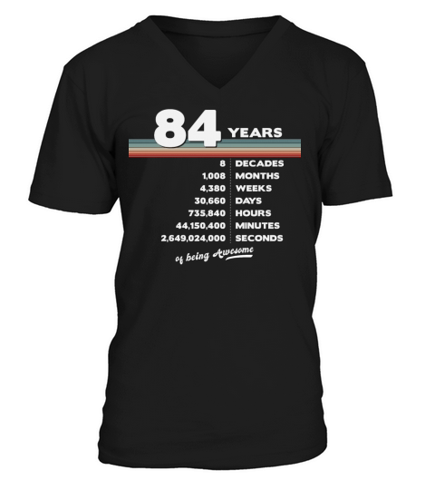 84th Birthday Vintage 84 Years Old Retro 1008 V-Neck T-shirt