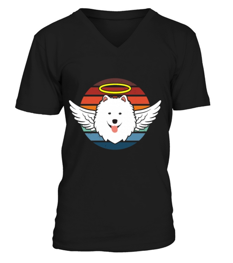 Angel Dog Retro V-Neck T-shirt