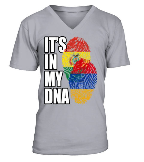 Armenian And Bolivian Mix Heritage DNA Flag V-Neck T-shirt