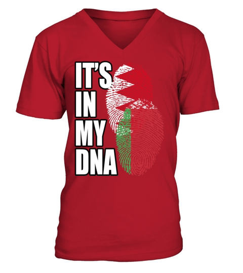 Belarusian And Bahraini Mix Heritage DNA Flag V-Neck T-shirt