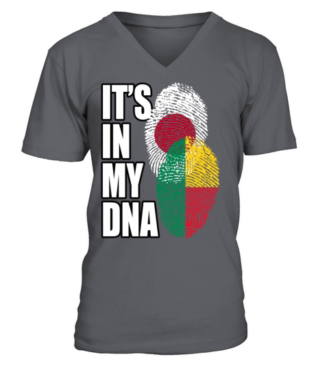 Beninese And Japanese Mix Heritage DNA Flag V-Neck T-shirt