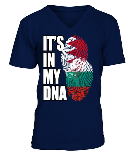 Bulgarian And Bahraini Mix Heritage DNA Flag V-Neck T-shirt