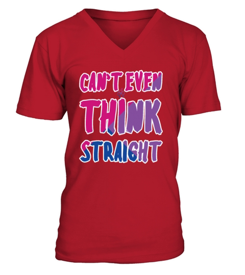 Cant Think Straight Bisexual Pride Flag V-Neck T-shirt