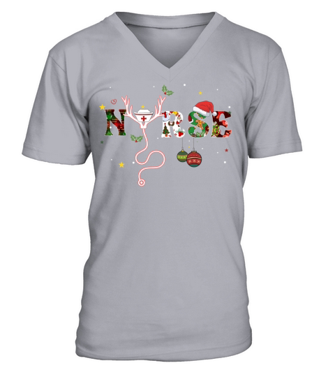 Christmas Nurse Santa Hat Rn Nicu Er Nursing Squad V-Neck T-shirt