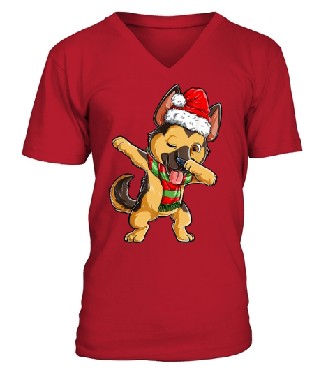 Dabbing German Shepherd Santa Christmas Gifts Kids V-Neck T-shirt