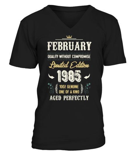 February 1985 Vintage Birthday Present V-Neck T-shirt