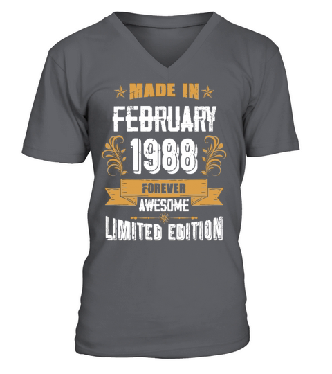 February 1988 Vintage Birthday Present V-Neck T-shirt