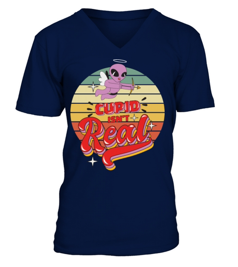 Funny Anti Valentines Day Alien Cupid V-Neck T-shirt
