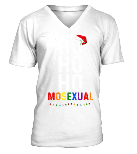 Ho Ho Ho Mosexual Gay Santa LGBT Pun Gay Christmas V-Neck T-shirt
